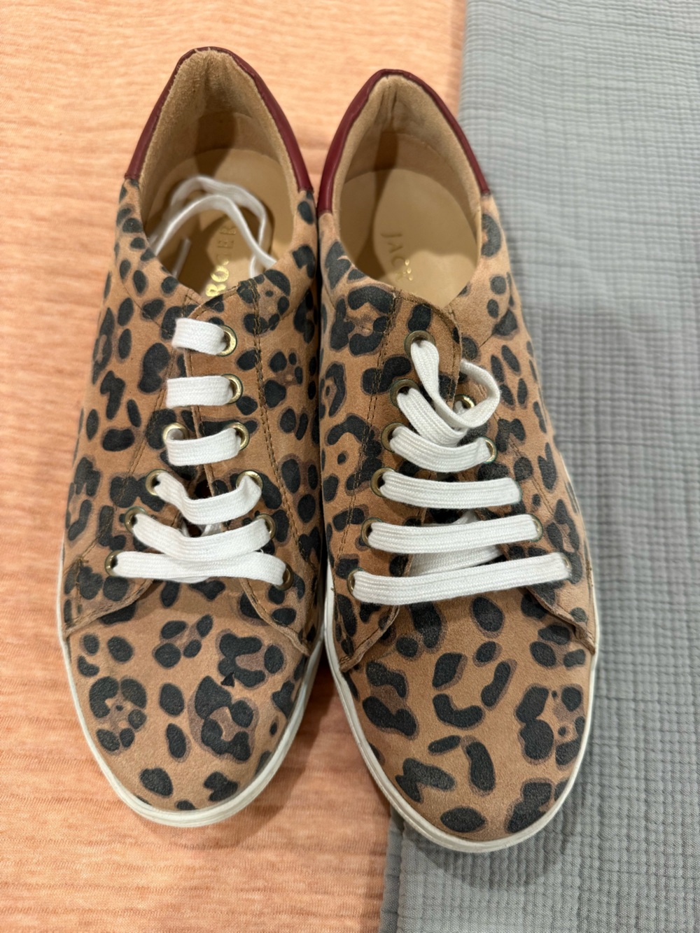 Jack Rogers Leopard Print Women's Lace-Up Sneakers - Brown